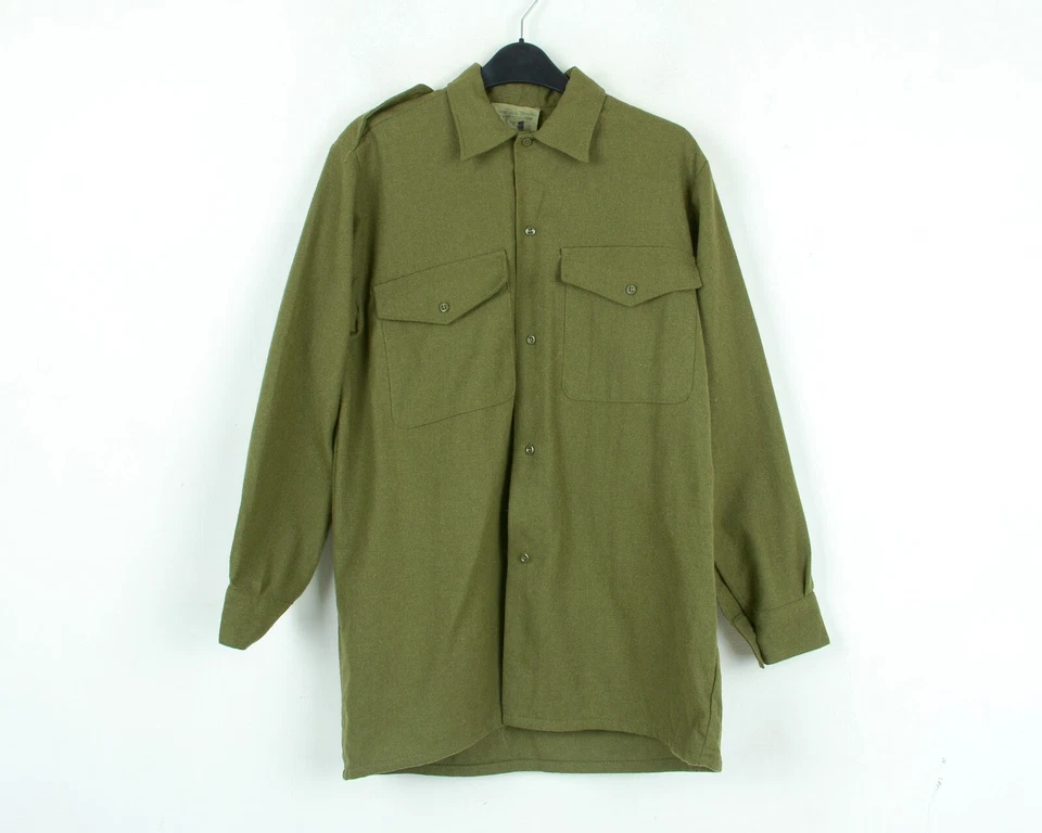 Camisa Ejército Británico Años 70 Hombre S Combate Lana Luz Campo Verde Militar GB REINO UNIDO DE COLECCIÓN Foto 2 de 4