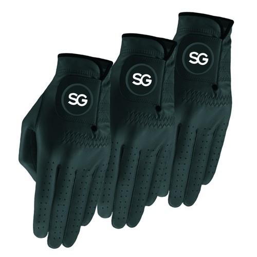 Pack of 3 SG Men Colored Cabretta leather golf gloves 5 Colours Black Blue Grey - Picture 9 of 46