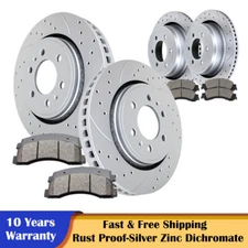 Fit Ford F-150 Raptor 6 Lug Front Rear Slotted Rotors and Brake Pads Brakes Kits
