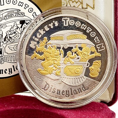 Vintage 1993 DISNEYLAND MICKEY'S TOONTOWN 1 oz .999 Silver Bullion