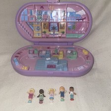 Polly Pocket Stampin' School Stamper Purple Compact Complete W/ Figures VTG 1992