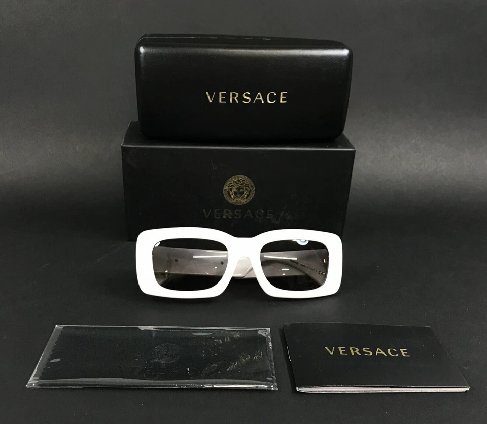 Gafas de sol Versace MOD.4444-U 314/11 gruesas monturas doradas blancas con lentes grises Foto 2 de 4