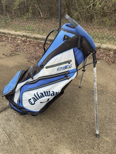 Callaway CHEV ORG 7 Way Golf Cart Carry Bag Blue White Black W/rain Cover - Picture 9 of 13