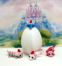 4pcs 3D Printed Mini Axolotl with Egg, Articulated Mini Axolotl Fidget Toy