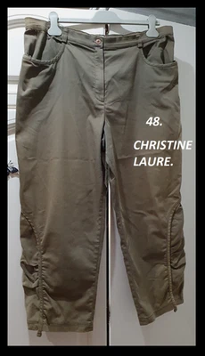 Beau pantalon 3/4 ou pantacourt kaki Christine Laure T: 48 - Photo 1/4