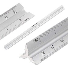12" TRIANGULAR ALUMINIUM TRI SCALE METAL RULER ARCHITECTS MEASURE TOOL RULE 30CM