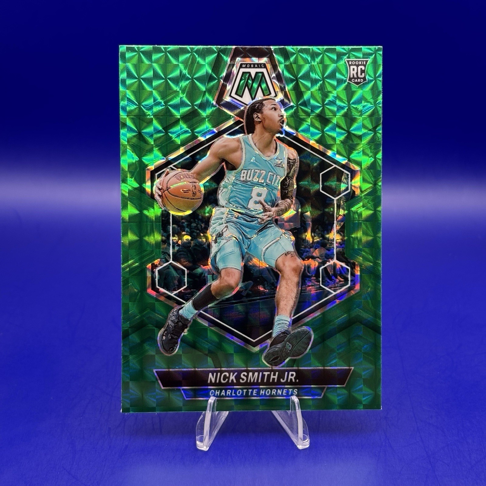 2023-24 Panini Mosaic Nick Smith Jr. Green Mosaic Prizm #242 Rookie RC Hornets