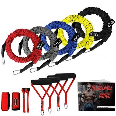 Resistance Bands, 15 Pieces Exercise Elastic Bands Set, 20lbs to