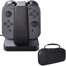 Nintendo Switch Joy-Con Charging Dock w/ Hard Shell Carrying Case by Deco Gear