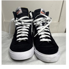 Nike Mens Black/White Leather High Top Lace-U...