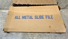 NOS Vintage Metal Photo / Glass Slide Storage Box -150 Slides W/ labels