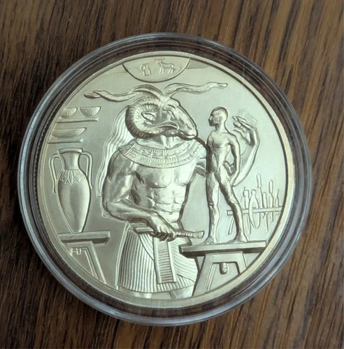 RARE 2oz .999 FINE Silver Egyptian Gods - KHNUM - Round Ultra High Relief [B1]