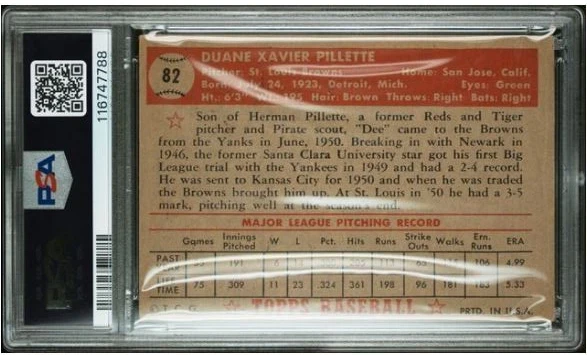 1952 Topps Duane Pillette Signed Baseball Card #82 PSA 1.5 DNA 9 Certified Auto - Image 3 of 4