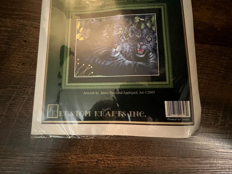 Kit de punto de cruz contado Kustom Krafts #99397 “Panther & Cub” 14x11 Foto 3 de 4