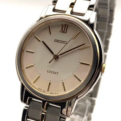 Seiko Lucent Quarzuhr Silber Gold 5E21-6E90 geprüft echt