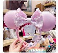 2026 Disney Parks Pink Mickey Icon Head Bow Fashion Mickey Minnie Ears Headband