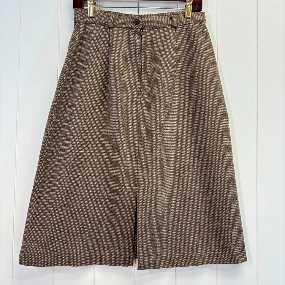 Vintage Womens Dark Academia Schoolgirl Classic Double Slit Skirt Size S/M Brown - Image 2 of 4