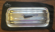 Vintage Bristol Silver EPCA Silverplate Butter Tray with Heavy Glass Tray 101