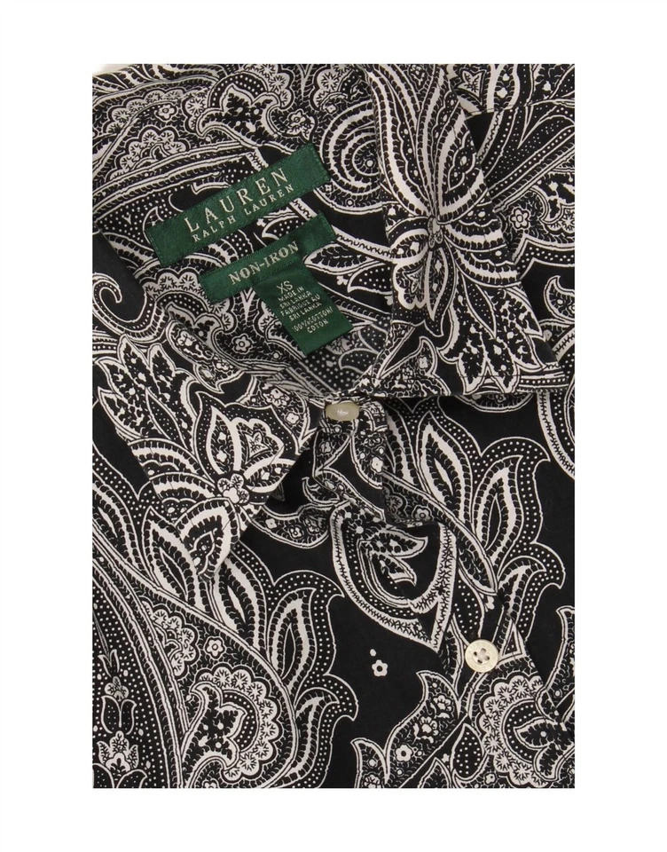RALPH LAUREN Womens Oversized Shirt UK 6 XS Black Paisley Cotton CK19 — 第 3/3 张图片