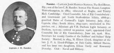 Captain John Harold Mander of The Red House, Ely Cambs - Antikdruck 1912