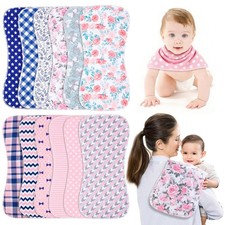 Baby Burp Cloths  Baby Bibs 2-in-1 Design Large Size 3 Layers Thicken Cotton...