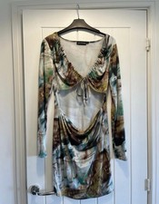 Women’s Beige And Brown Patterned Dress - Size 14