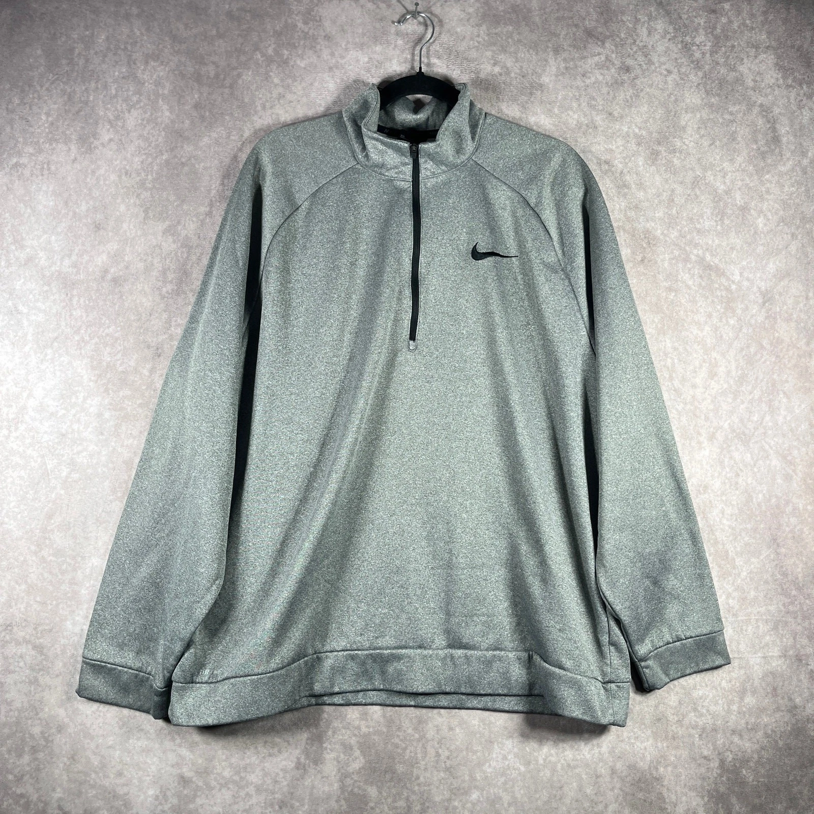 Nike Pullover Mens 2XL Gray Fleece Half Zip Dri Fit Gym Athleisure Performance