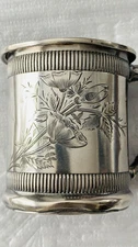 Antique Wood & Hughes 925 Sterling Silver Childs Cup c.1870; Hand Chased Design