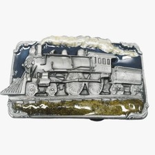 1988 Bergamot Brass Works  SISKIYOU Railroad Belt Buckle Steam Engine Train H40
