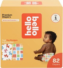 Hello Bello Premium Diapers Size 1, Balloon Buddies  Crosshatch Cuties Design