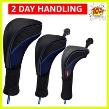 Black Golf Club Head Covers Set with Interchangeable Tags for All Clubs