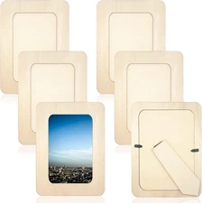 6 PCS DIY Wooden Picture Frames Unfinished Solid Wood Photo Picture Frames for 4