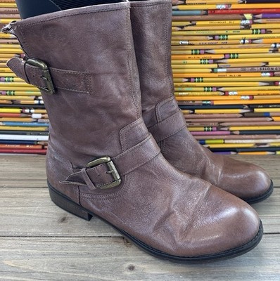 STEVE MADDEN Leather Short Boots Women's 10 M Mid Calf Moto Biker