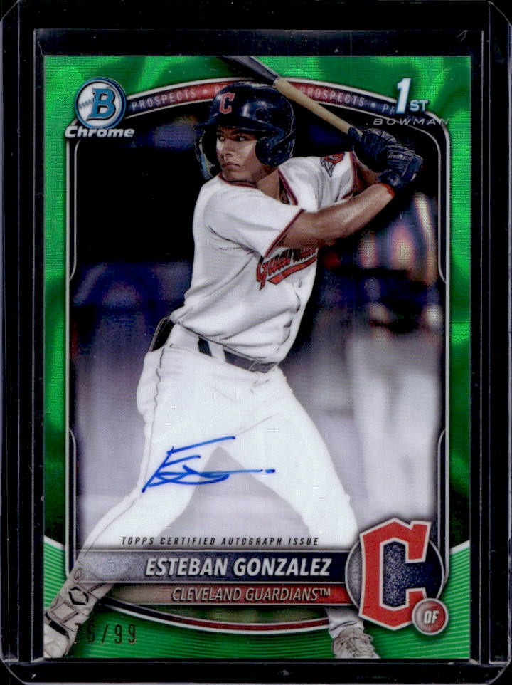 2025 Bowman Esteban Gonzalez Chrome Auto Green Lava Refractor 1st Prospect #/99