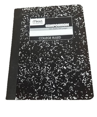 Mead  Composition Book, College Rule, 9 3/4 x 7 1/2, White, 100 Sheets