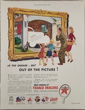 1945 Texaco Dealer Vintage Ad In the Garage But out of the Picture