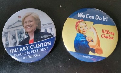 Hillary Clinton For President 2016 Campaign Buttons  2 3/4 '' diameter Set of 2