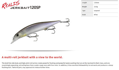 Leurre Duo Realis Jerkbait 120SP Suspendant – CSB3043 – Pour Bass – 120mm 17.7g