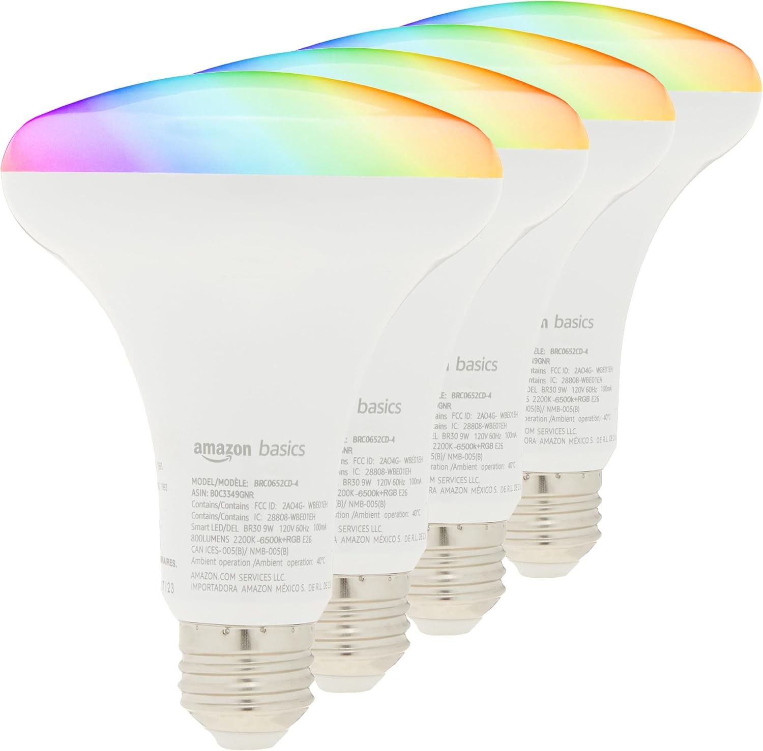 Smart Packaging Labelling Smart BR30 LED Light Bulbs, Color Changing, 9W (60W Equivalent), 800LM ...