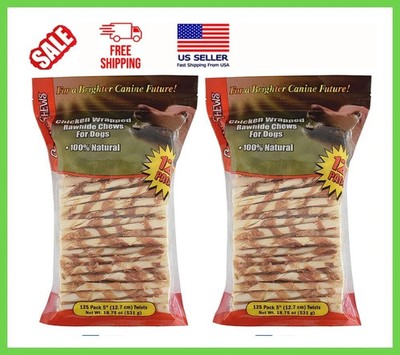 2 PACK - Canine Chews Chicken-Wrapped Rawhide Chews for Dogs 125ct (Total 250)