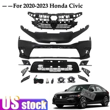 Front Bumper Cover Primed & Fog Lights Assembly Kit Fits 2020-2023 Honda Civic