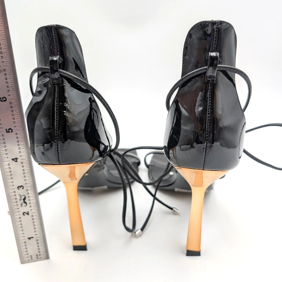 Sandalia de tacón Schutz Ciara charol para mujer envolvente atada negra talla US8B EU39 Foto 4 de 4