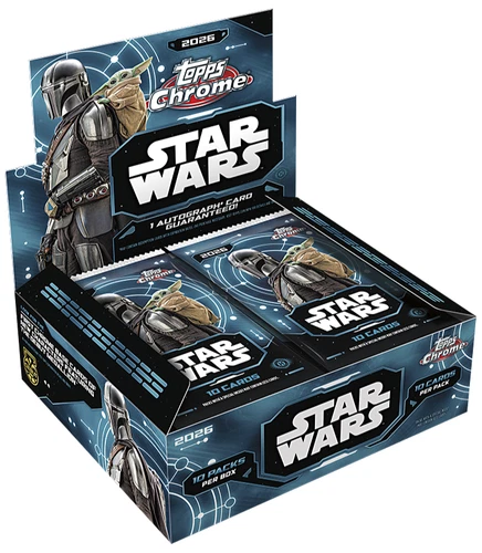 2026 TOPPS CHROME STAR WARS HOBBY BOX (1 AUTO) Disney Brand New In-Hand QTY