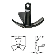 Seachoice 15 lb Black Vinly Coated Cast Iron River Anchor for Boats