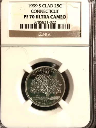 1999 S Clad 25C Connecticut State Quarter NGC PF70 Ultra Cameo
