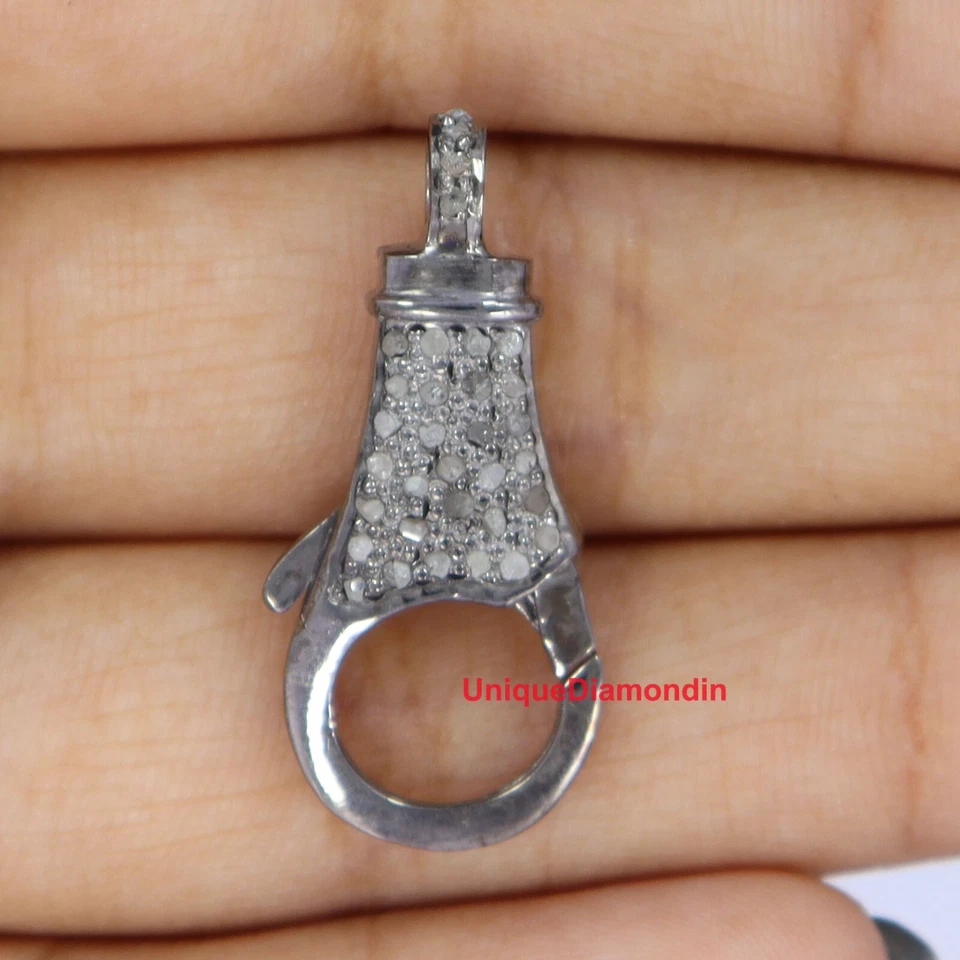 29 x 12 mm pavé broche de diamante plata de ley 925 hecho a mano cerradura encontrar langosta Foto 4 de 4
