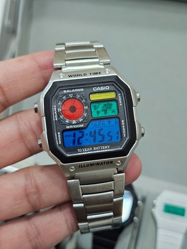 Modified Casio AE-1200WHD Color Upgrade – Stainless Steel, World Time, 10-Year B - Picture 5 of 5