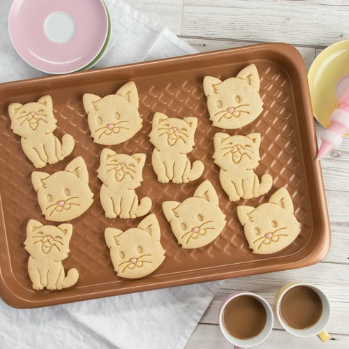 Set of 2 Cat cookie cutters | cute happy cats kitty birthday cake treat biscuit - Picture 3 of 10