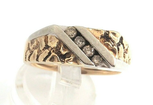 9ct Yellow & White Gold Vintage Wedding Band Ring - 第 2/11 張圖片