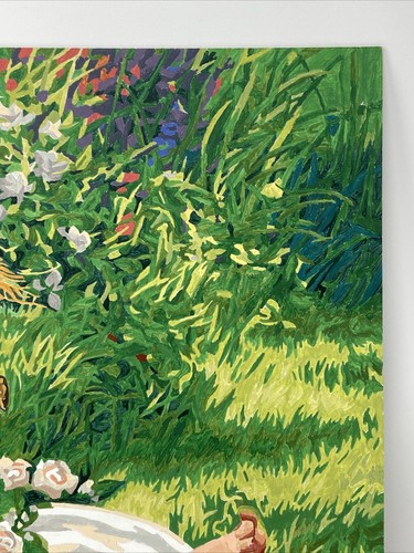 Vintage Completed Paint By Number Picture ANGEL Girl In GARDEN 16” By 20” - Picture 7 of 10